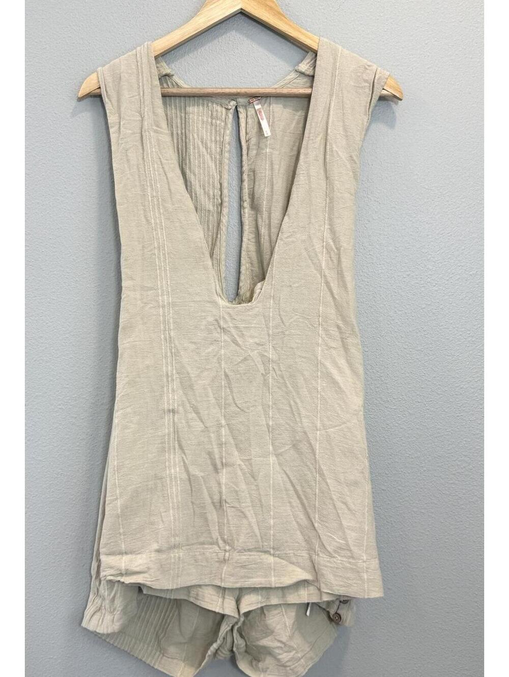 Free People Cream Cotton Romper - Women's Large